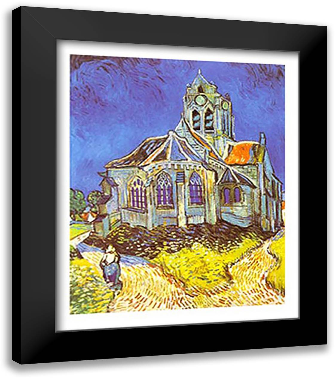 The Church at Auvers 20x24 Black Modern Wood Framed Art Print Poster by Van Gogh, Vincent