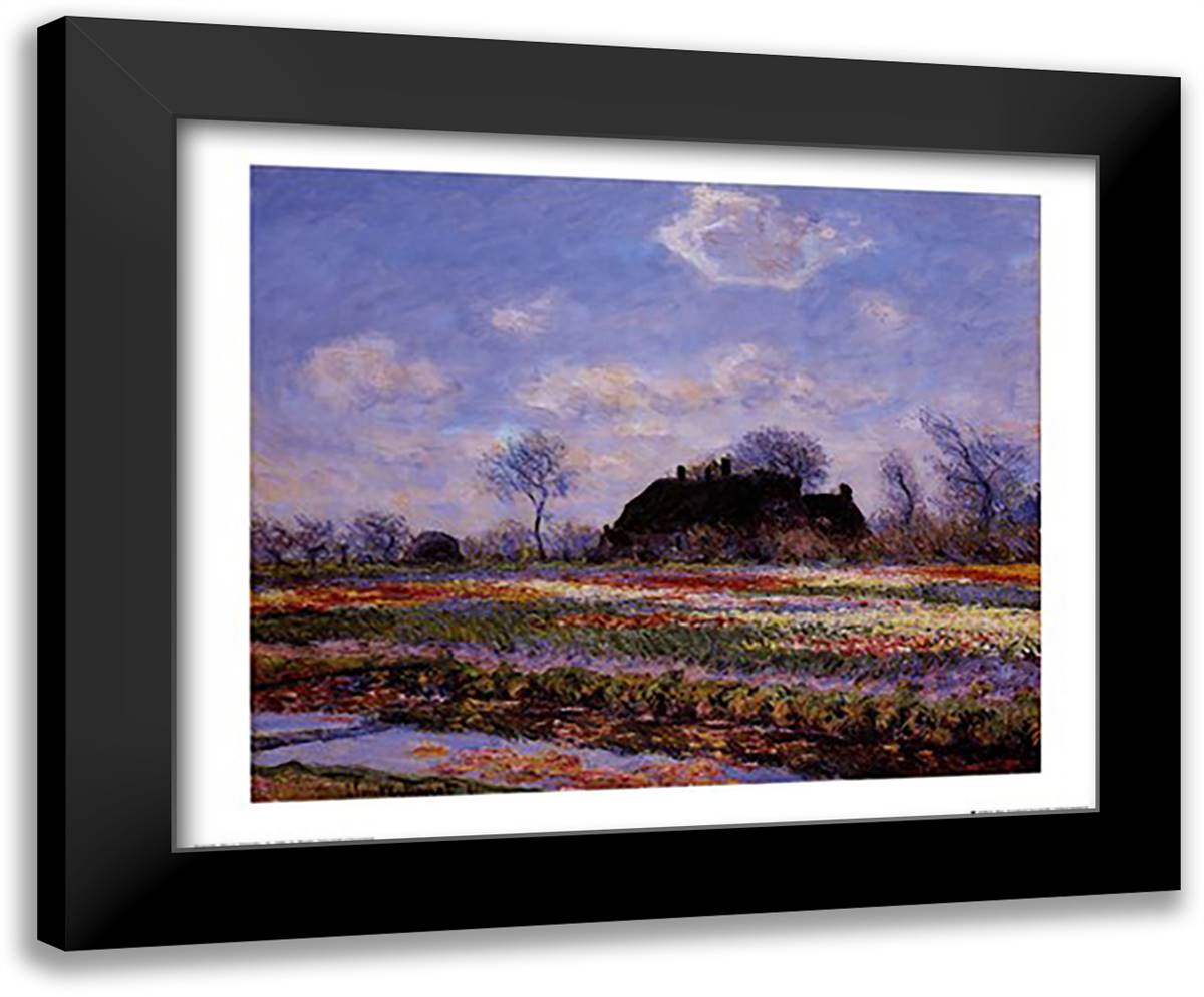 Tulip Fields at Sassenheim 24x20 Black Modern Wood Framed Art Print Poster by Monet, Claude