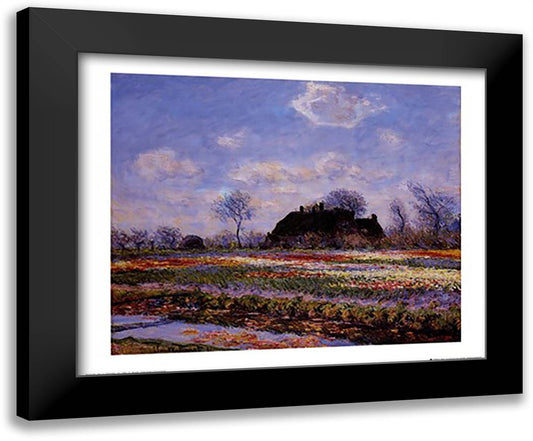 Tulip Fields at Sassenheim 24x20 Black Modern Wood Framed Art Print Poster by Monet, Claude