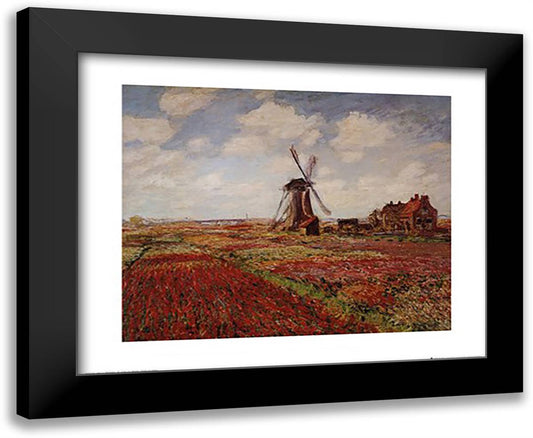 Tulips in Holland 24x20 Black Modern Wood Framed Art Print Poster by Monet, Claude