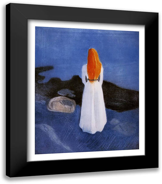 Young Girl on a Jetty 20x24 Black Modern Wood Framed Art Print Poster by Munch, Edvard