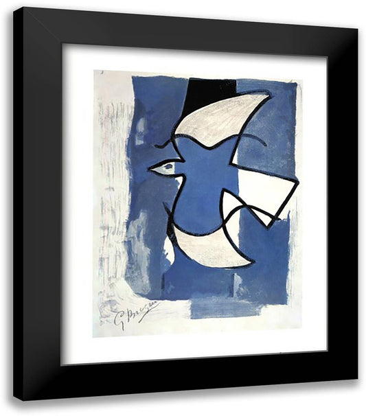 L'Oiseaux Bleu et Gris 20x24 Black Modern Wood Framed Art Print Poster by Braque, Georges