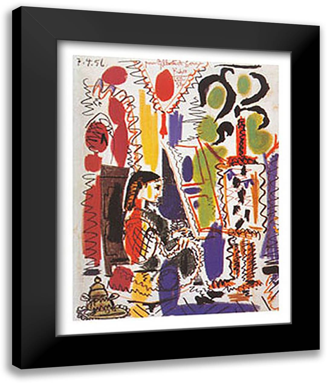 L'ATELIER A CANNES 20x24 Black Modern Wood Framed Art Print Poster by Picasso, Pablo