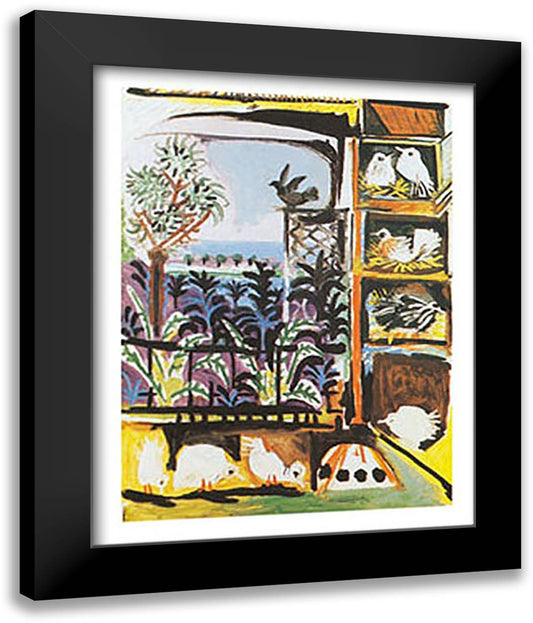 THE PIGEONS 20x24 Black Modern Wood Framed Art Print Poster by Picasso, Pablo