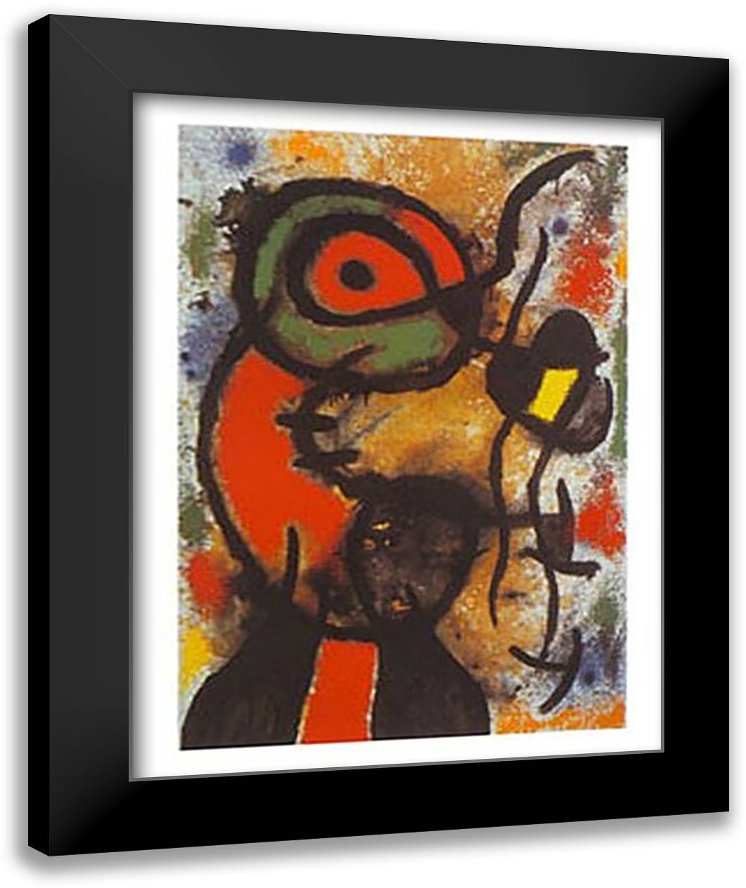 Personnage et Oiseau 20x24 Black Modern Wood Framed Art Print Poster by Miro, Joan