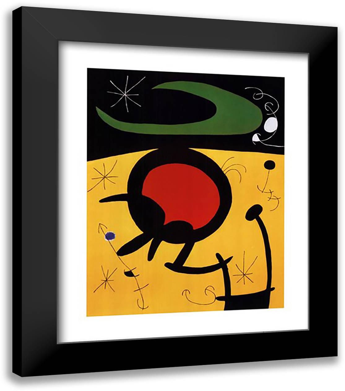 Vuelo de Pajaros 20x24 Black Modern Wood Framed Art Print Poster by Miro, Joan