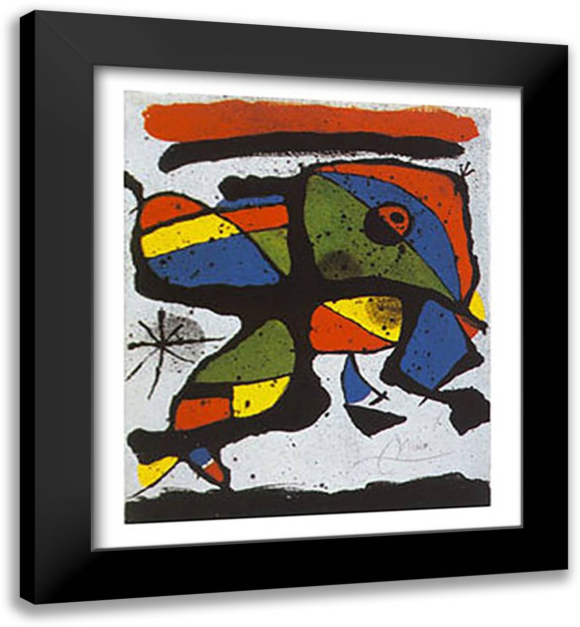 COMPOSITION 20x24 Black Modern Wood Framed Art Print Poster by Miro, Joan
