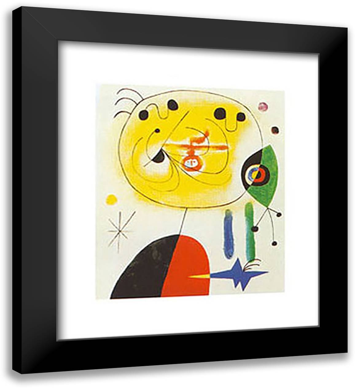 ET FIXE LES CHEVEUX 20x24 Black Modern Wood Framed Art Print Poster by Miro, Joan