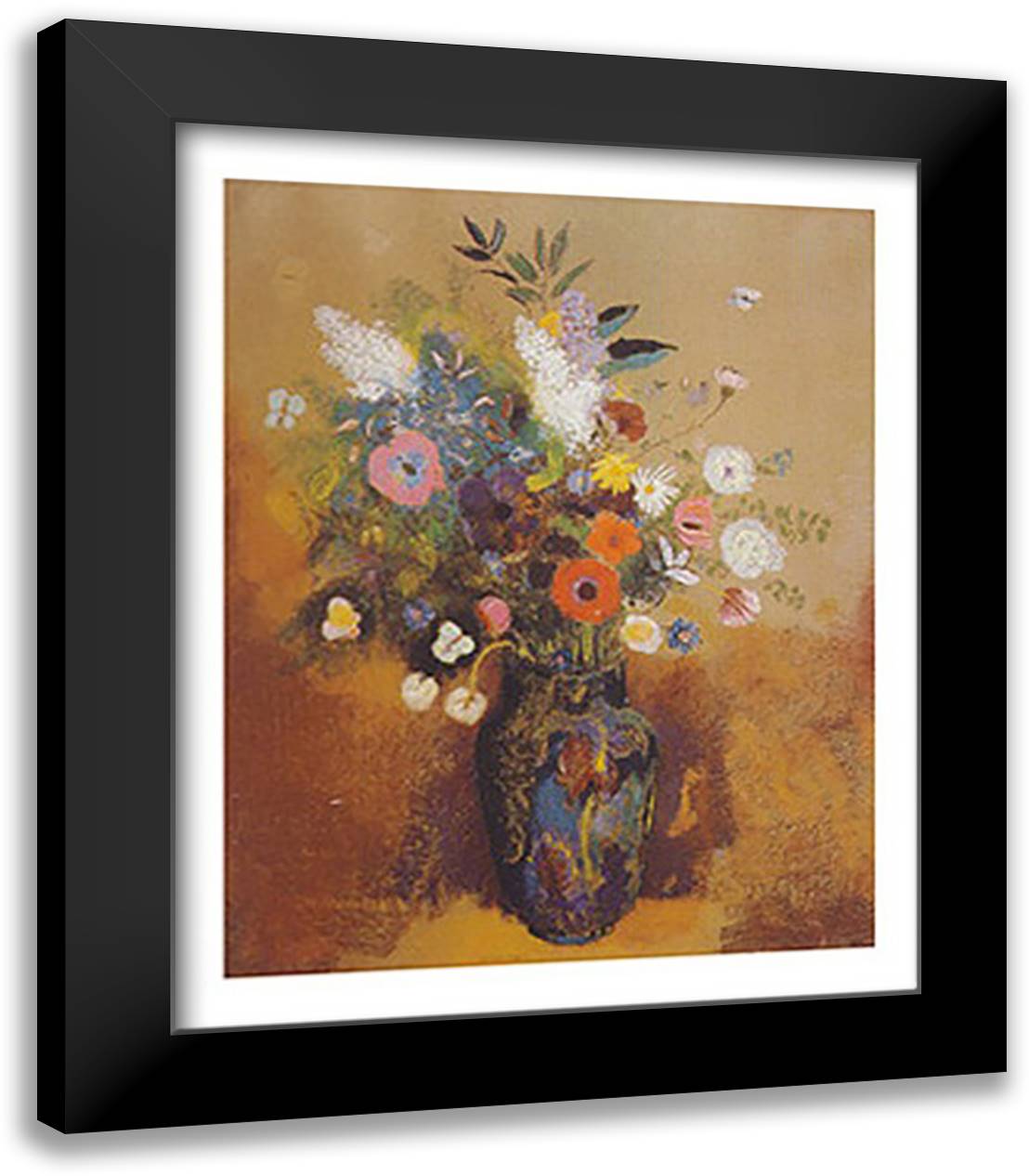 BOUQUET OF FLOWERS 20x24 Black Modern Wood Framed Art Print Poster by Redon, Odilon