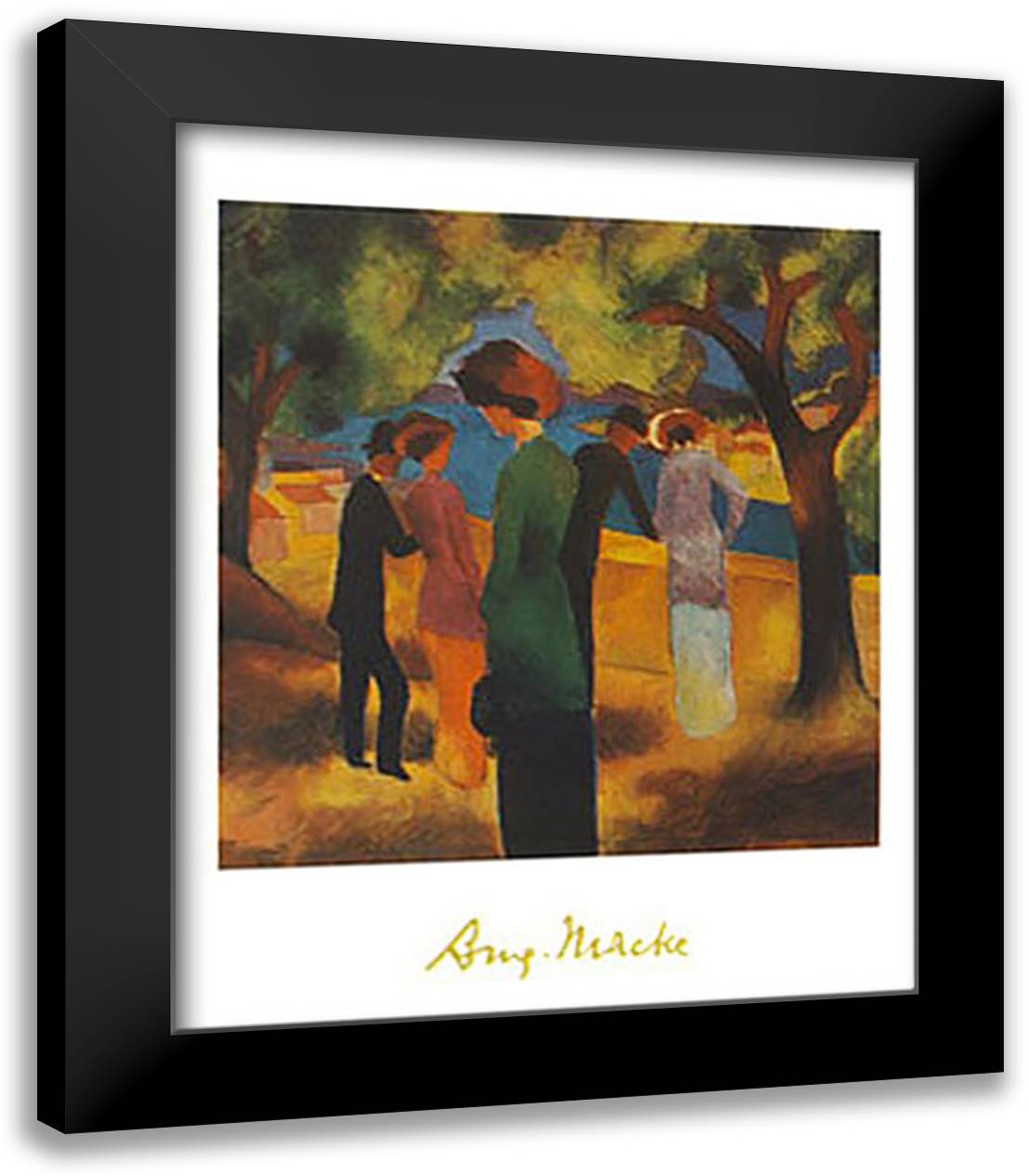 A WOMEN IN A GREEN JACKET 20x24 Black Modern Wood Framed Art Print Poster by Macke, August