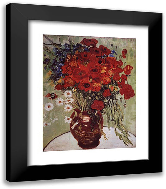 Red Poppies and Daisies, c.1890 20x24 Black Modern Wood Framed Art Print Poster by Van Gogh, Vincent