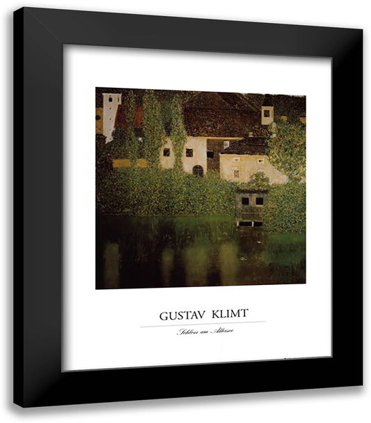 Unterach Manor and Lock Chamber on the Attersee Lake, c.1908 20x24 Black Modern Wood Framed Art Print Poster by Klimt, Gustav