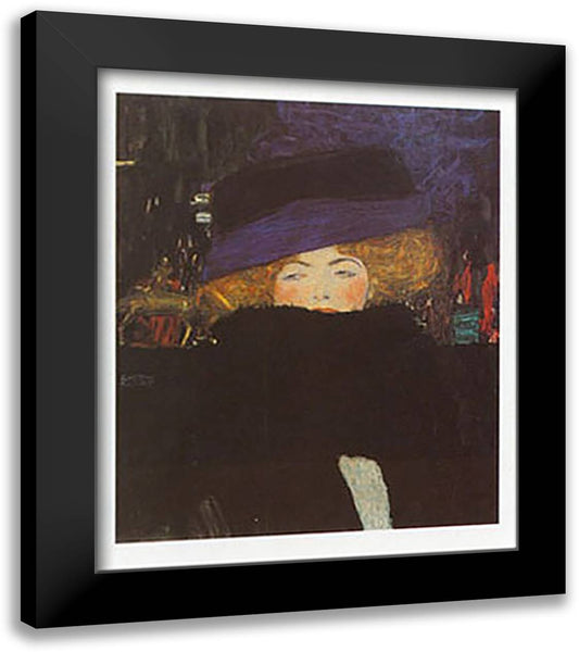 LADY WITH HAT 20x24 Black Modern Wood Framed Art Print Poster by Klimt, Gustav