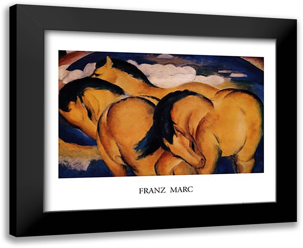 LITTLE YELLOW HORSES 24x20 Black Modern Wood Framed Art Print Poster by Marc, Franz