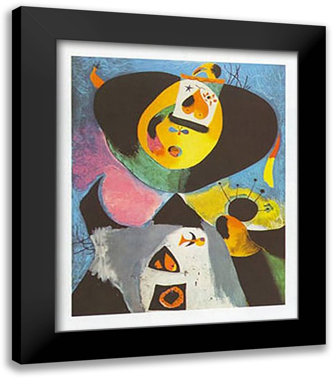 Portrait 1 20x24 Black Modern Wood Framed Art Print Poster by Miro, Joan