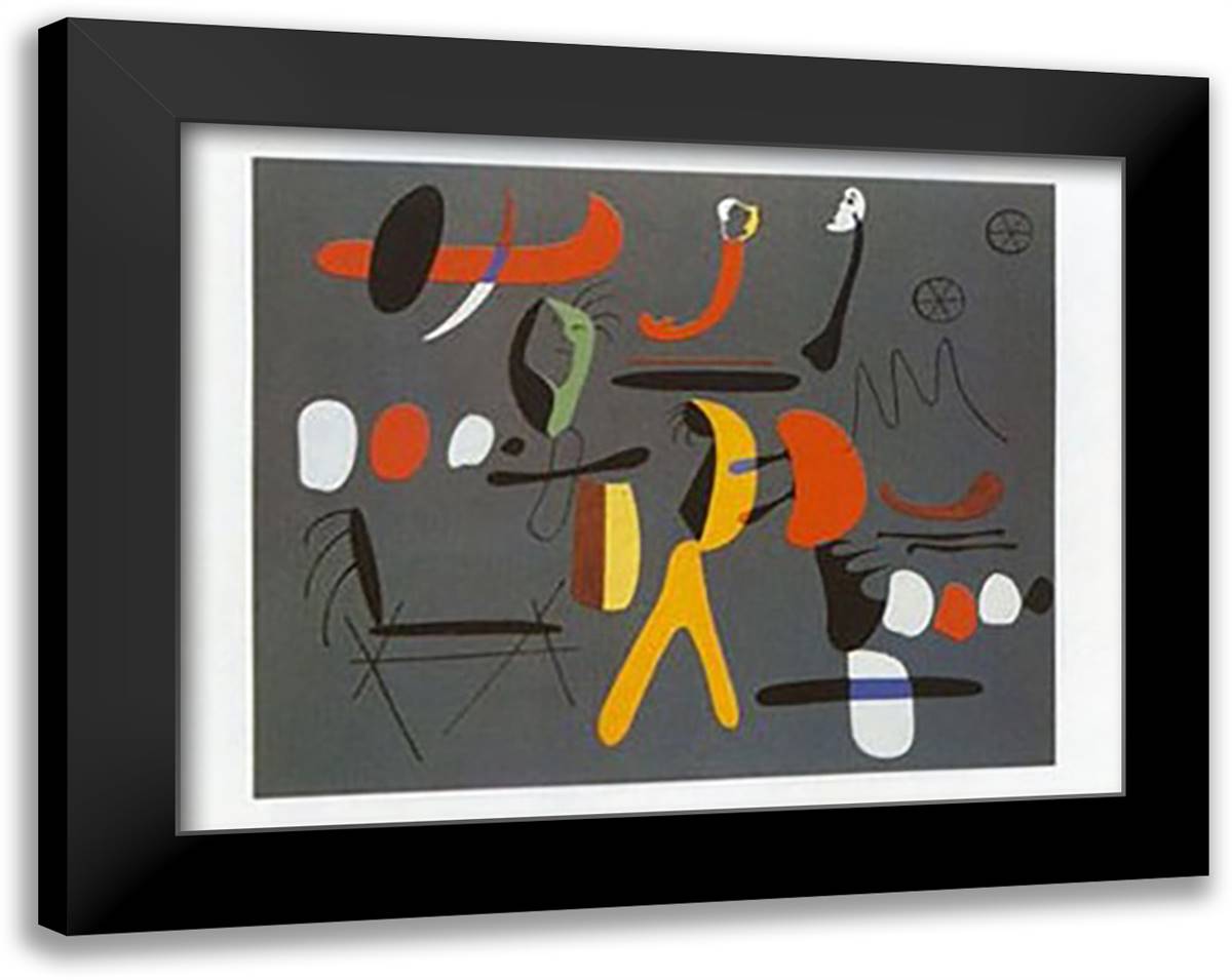 Peinture Collage 24x20 Black Modern Wood Framed Art Print Poster by Miro, Joan