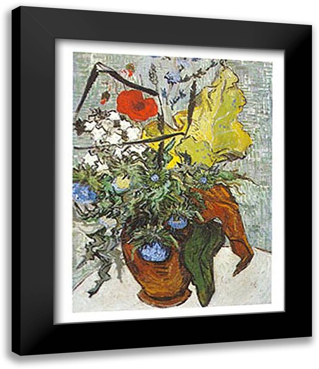 Vaso di Fiori con Papavero 20x24 Black Modern Wood Framed Art Print Poster by Van Gogh, Vincent