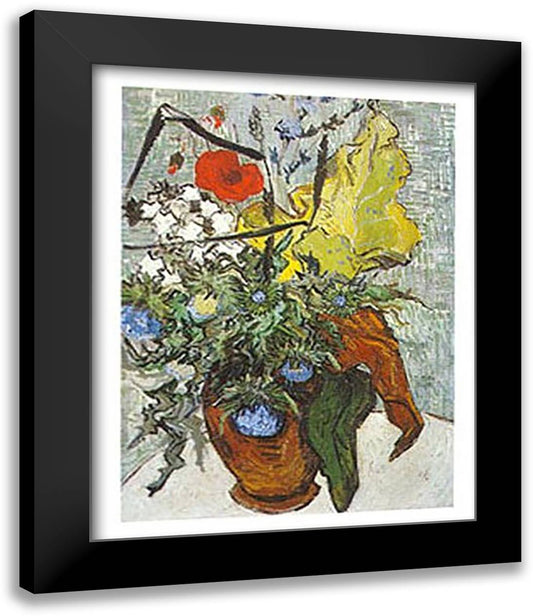 Vaso di Fiori con Papavero 20x24 Black Modern Wood Framed Art Print Poster by Van Gogh, Vincent