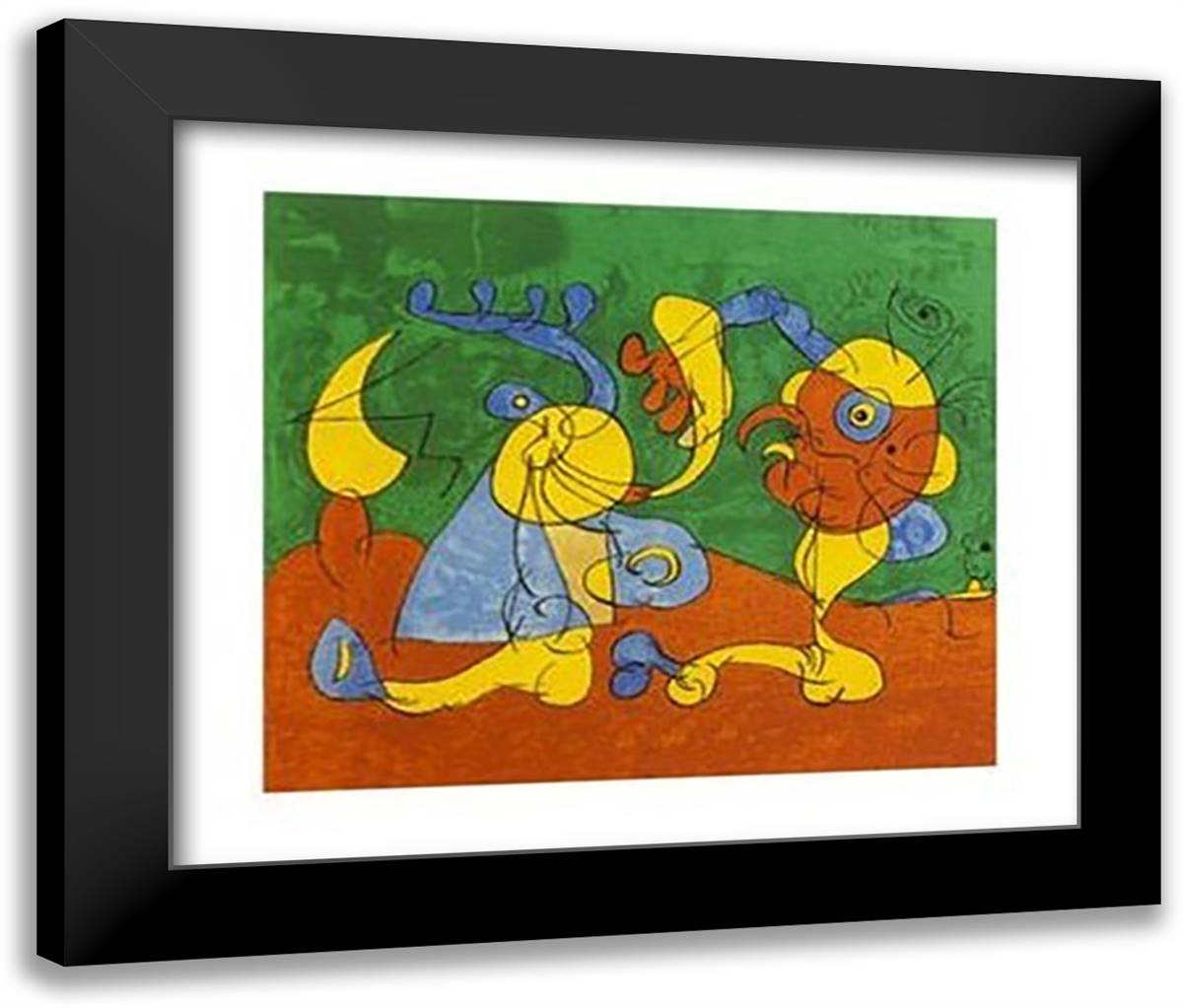 Adlige in der Fallgrube 24x20 Black Modern Wood Framed Art Print Poster by Miro, Joan