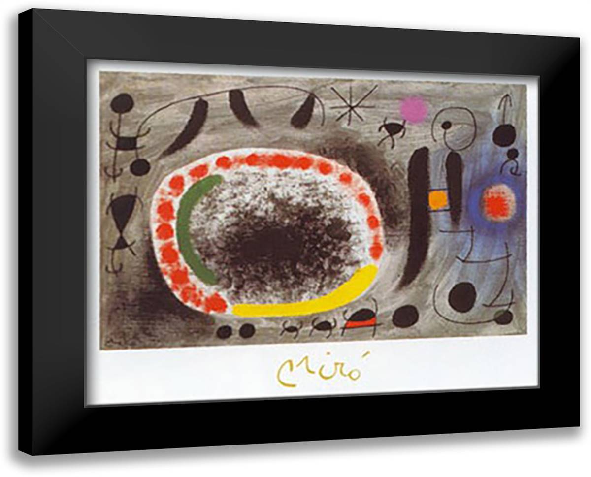 LIEBESLIED DER VOGEL 24x20 Black Modern Wood Framed Art Print Poster by Miro, Joan