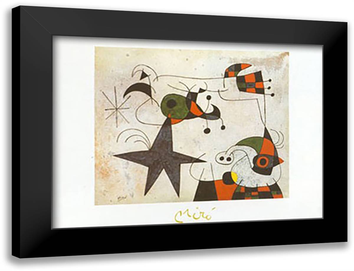 RYTME PASSAGE DU SERPENT 24x20 Black Modern Wood Framed Art Print Poster by Miro, Joan