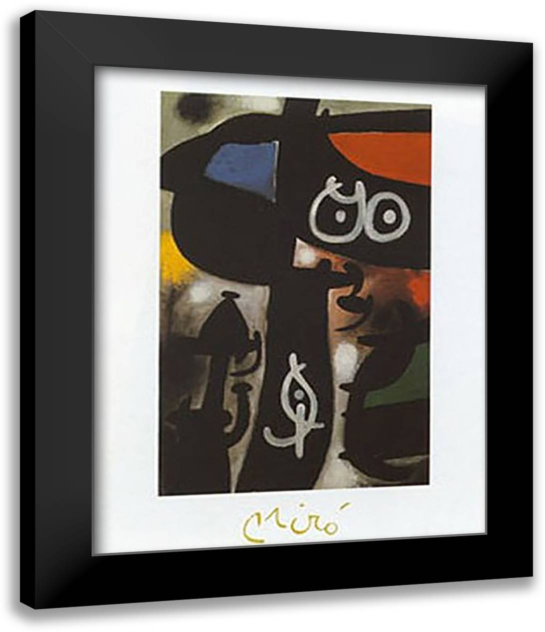Frau und Vogel 20x24 Black Modern Wood Framed Art Print Poster by Miro, Joan