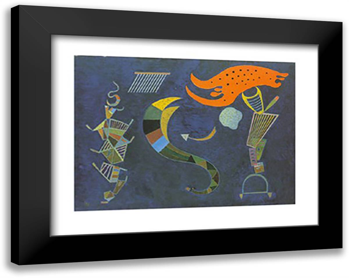 Mit dem Pfeil, c.1943 24x20 Black Modern Wood Framed Art Print Poster by Kandinsky, Wassily