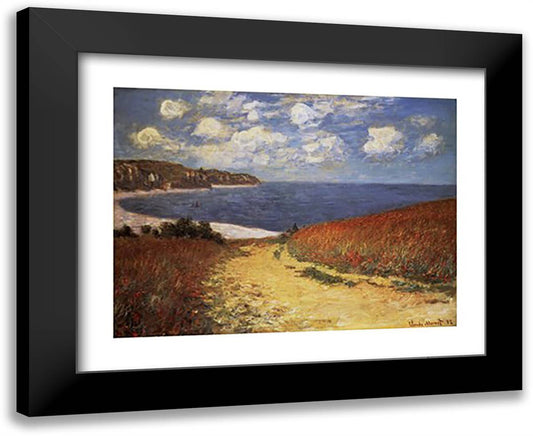 Meadow Road to Pourville 24x20 Black Modern Wood Framed Art Print Poster by Monet, Claude