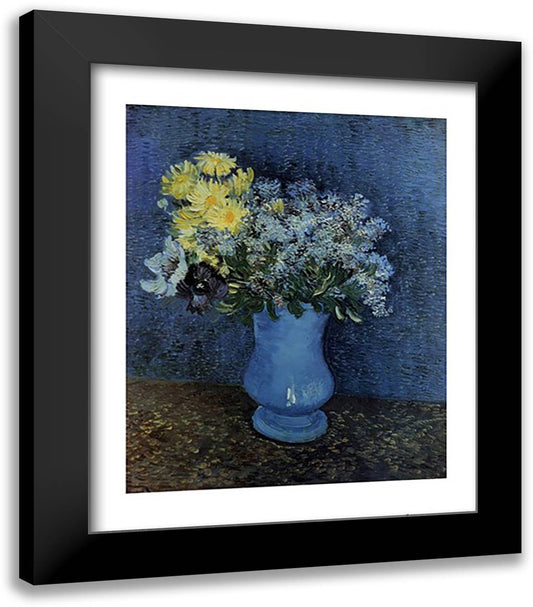 Vase of Lilacs, Daisies and Anemones, c.1887 20x24 Black Modern Wood Framed Art Print Poster by Van Gogh, Vincent