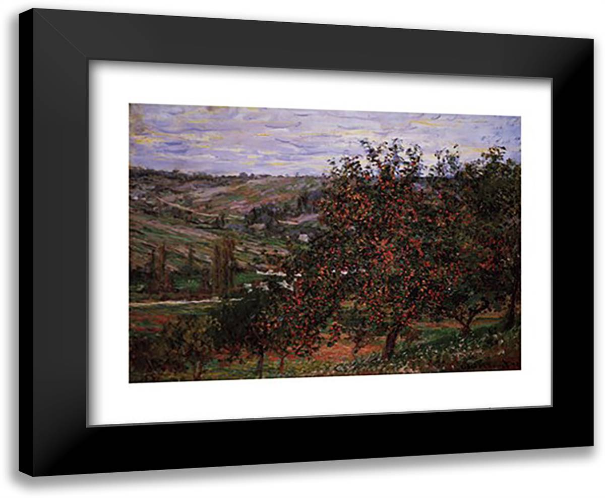 Apple Trees 24x20 Black Modern Wood Framed Art Print Poster by Monet, Claude