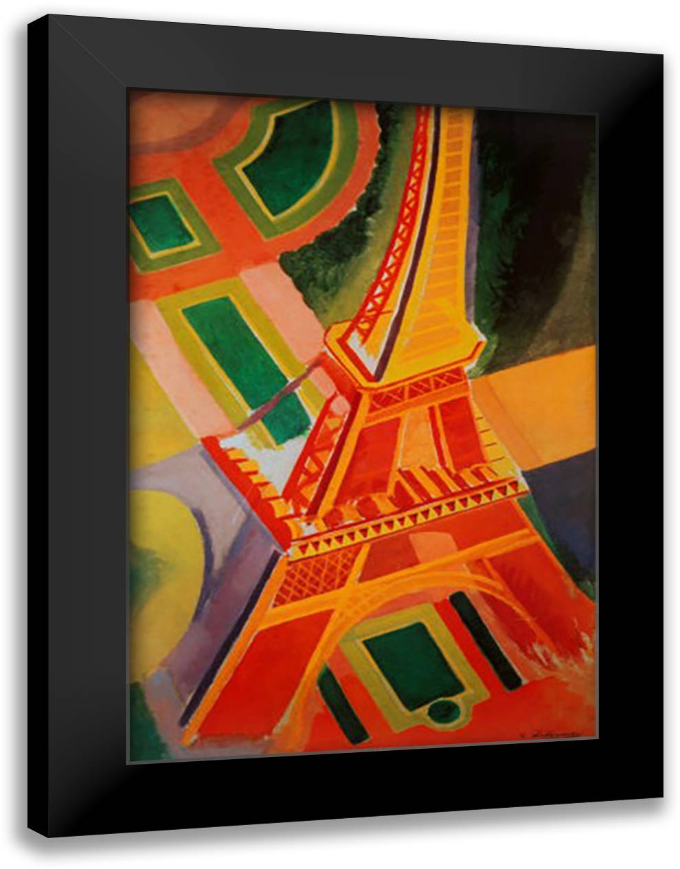 Eiffel Tower 28x40 Black Modern Wood Framed Art Print Poster