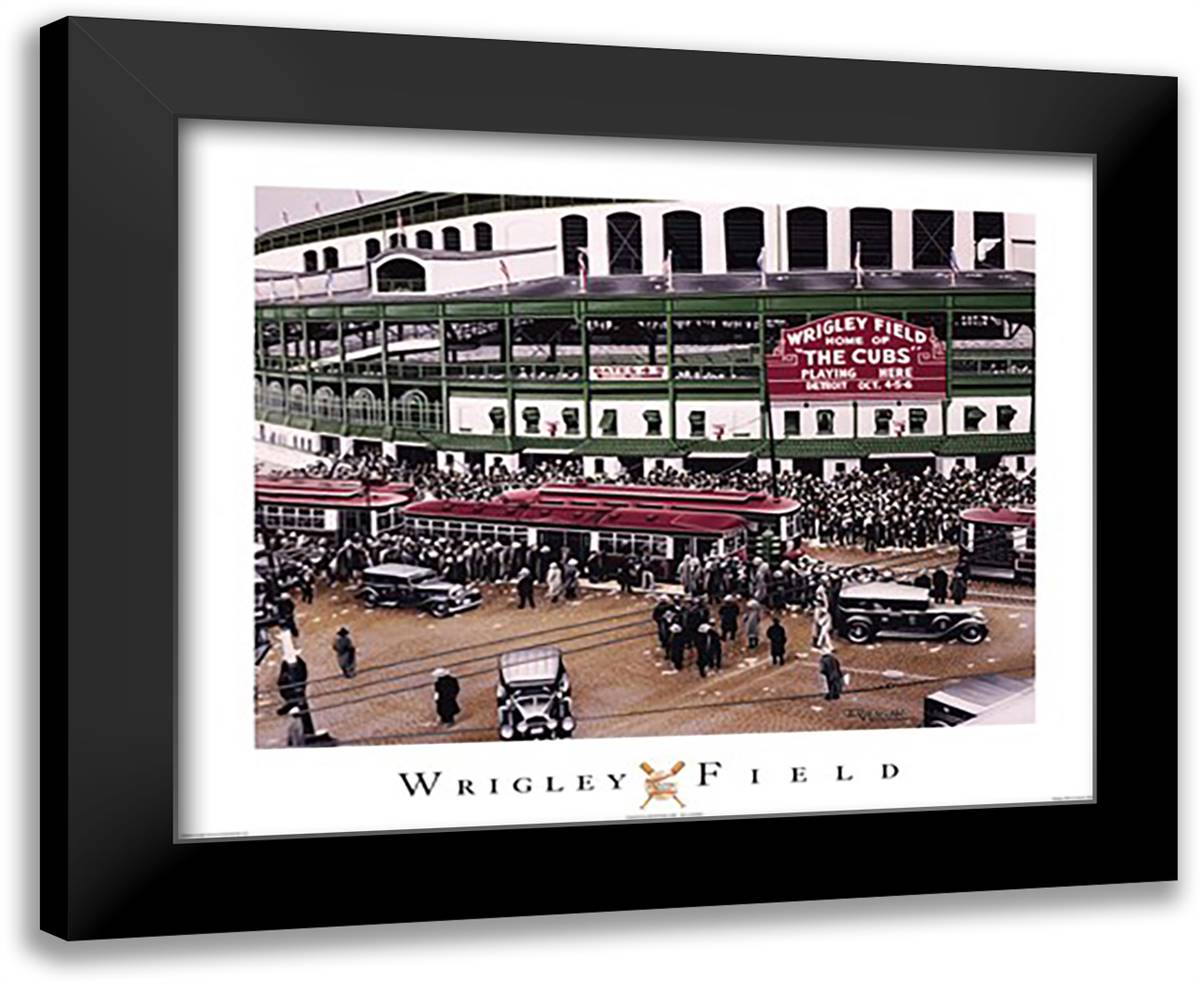 Wrigley Field 24x20 Black Modern Wood Framed Art Print Poster by Vlasak, Darryl