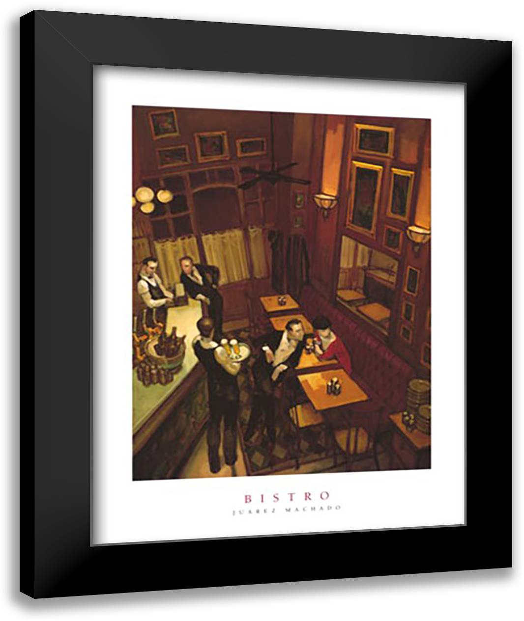 Bistro 28x36 Black Modern Wood Framed Art Print Poster by Machado, Juarez