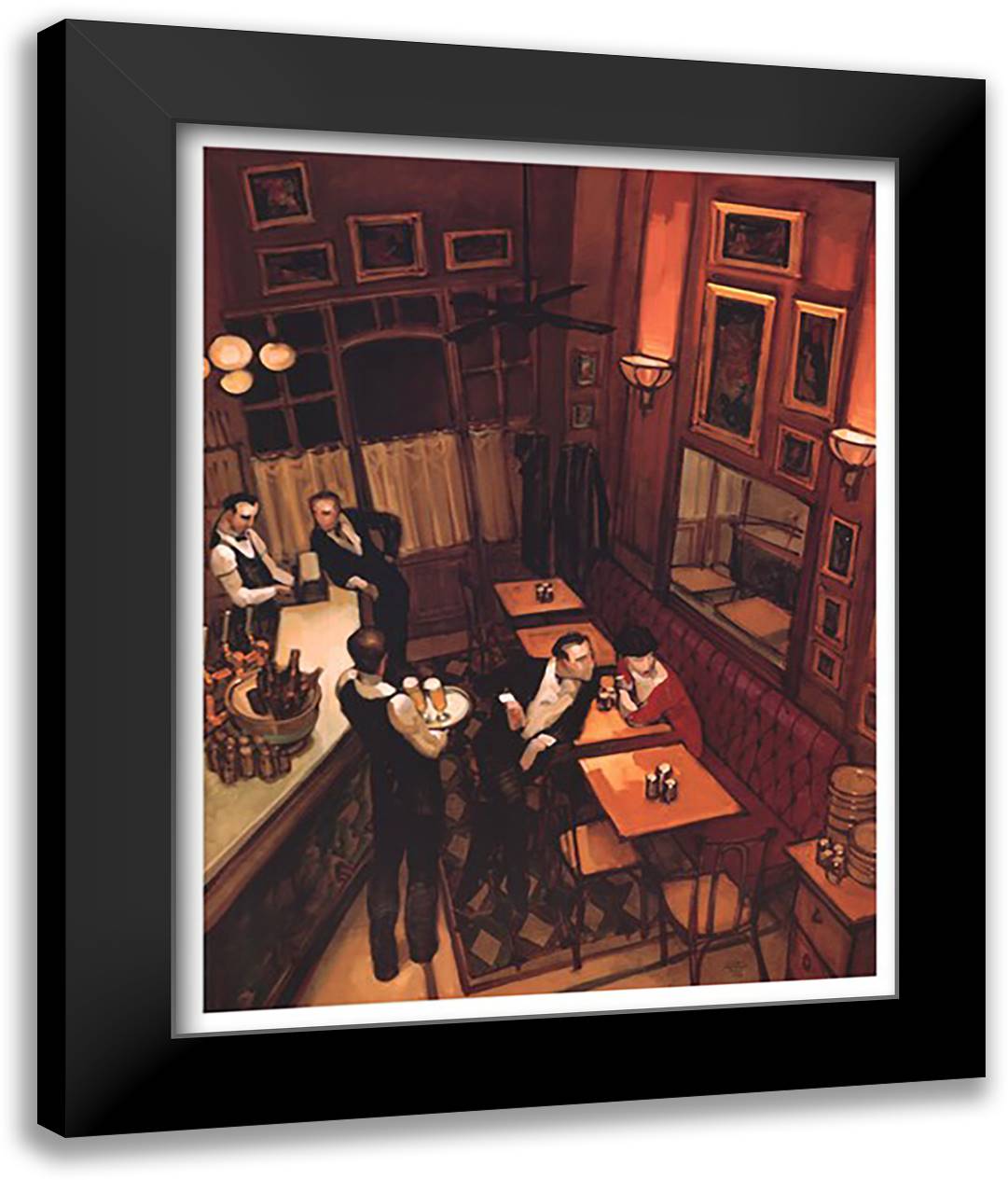 Bistro 28x36 Black Modern Wood Framed Art Print Poster by Machado, Juarez