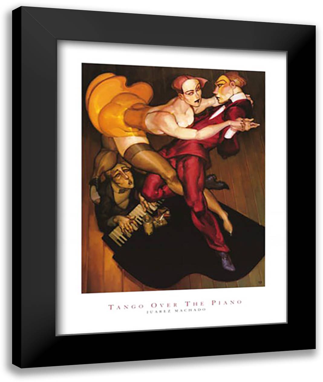 Tango Over the Piano 28x36 Black Modern Wood Framed Art Print Poster by Machado, Juarez