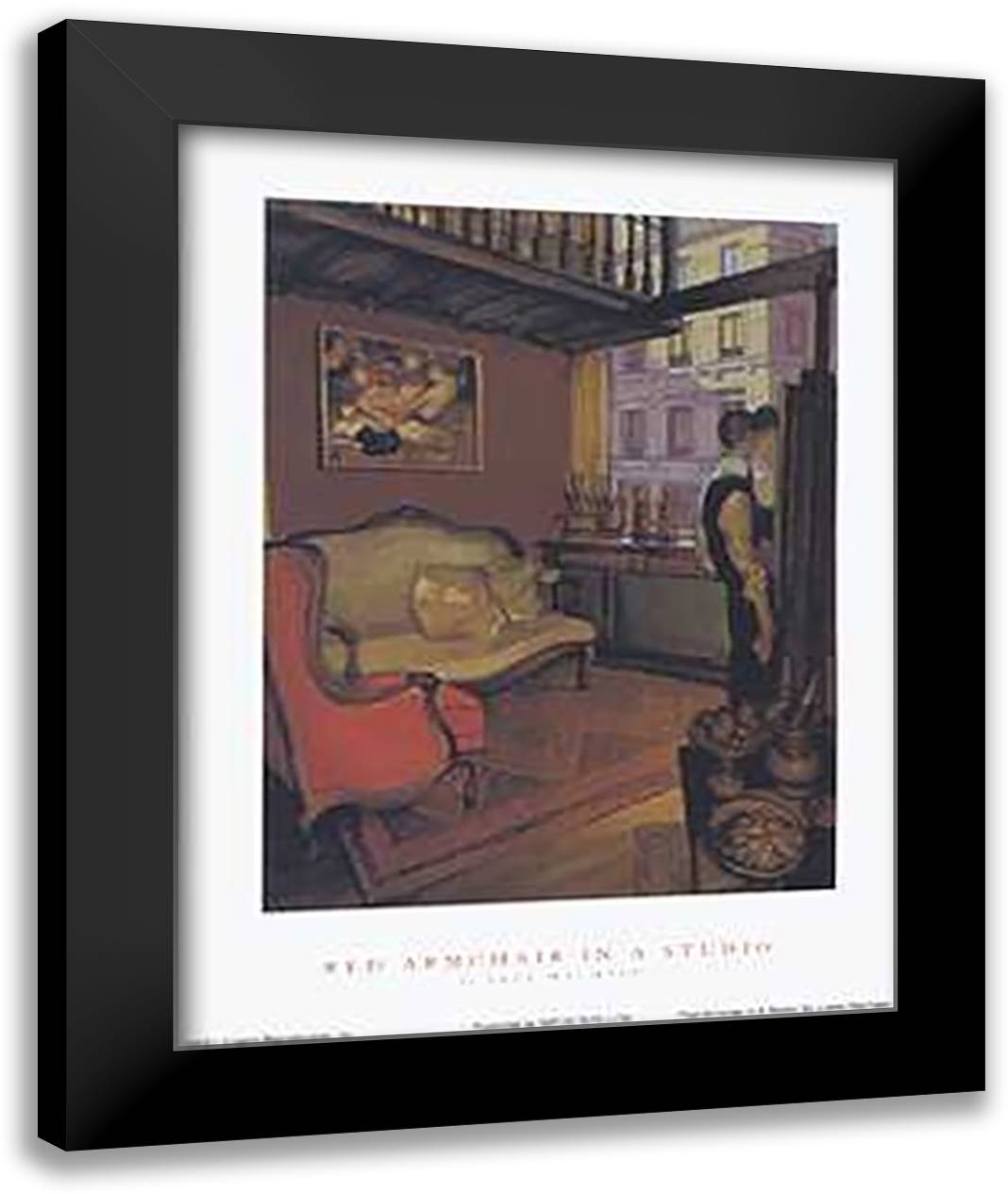 Red Armchair in a Studio 28x36 Black Modern Wood Framed Art Print Poster by Machado, Juarez