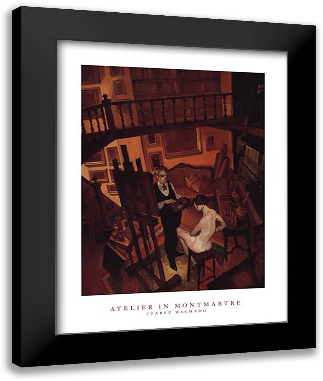 Atelier in Montmartre 28x36 Black Modern Wood Framed Art Print Poster by Machado, Juarez