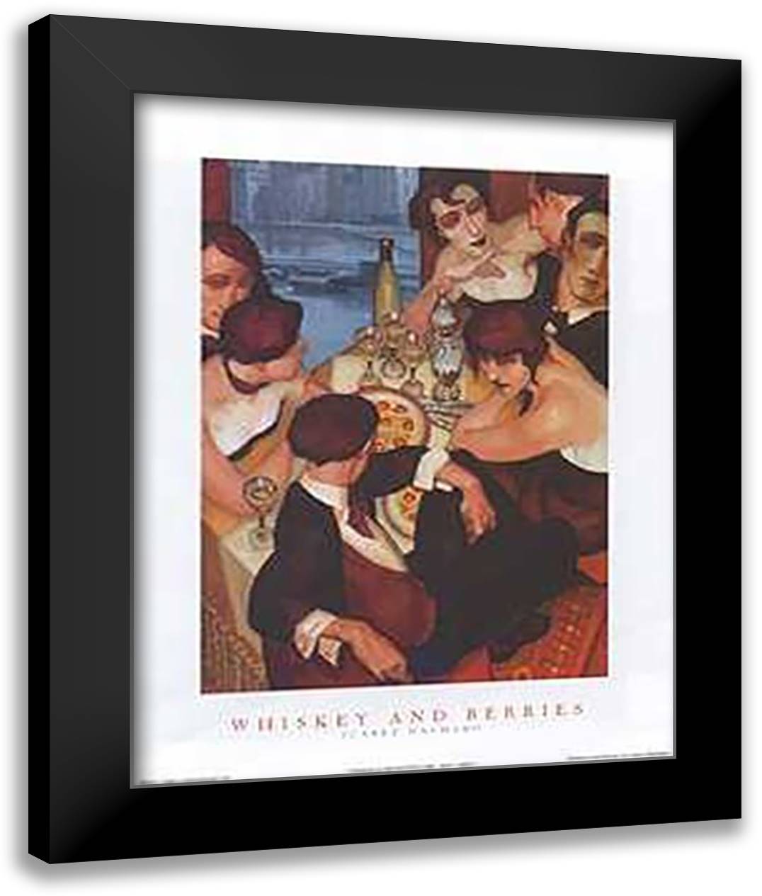 Whiskey and Berries 28x36 Black Modern Wood Framed Art Print Poster by Machado, Juarez