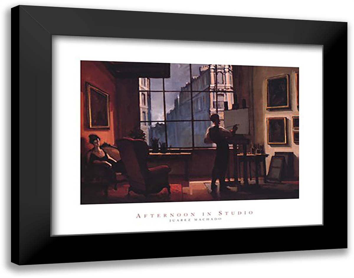 Afternoon in Studio 36x28 Black Modern Wood Framed Art Print Poster by Machado, Juarez