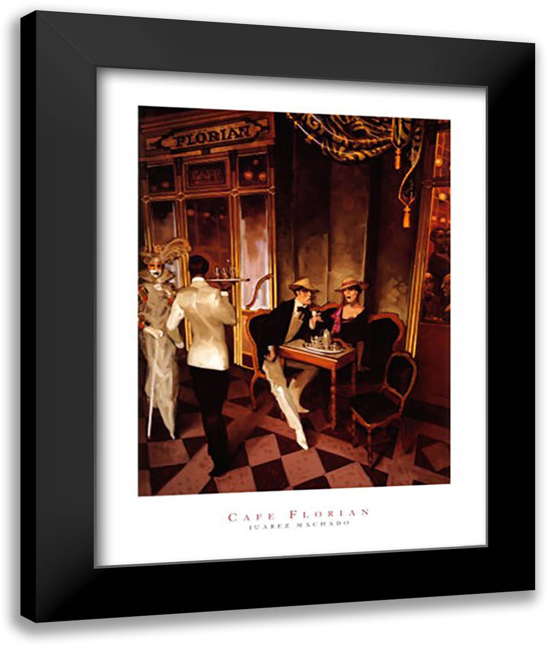 Cafe Florian 28x36 Black Modern Wood Framed Art Print Poster by Machado, Juarez