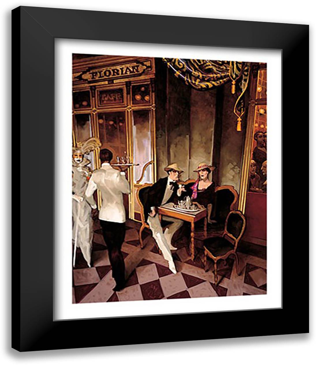 Cafe Florian 28x36 Black Modern Wood Framed Art Print Poster by Machado, Juarez