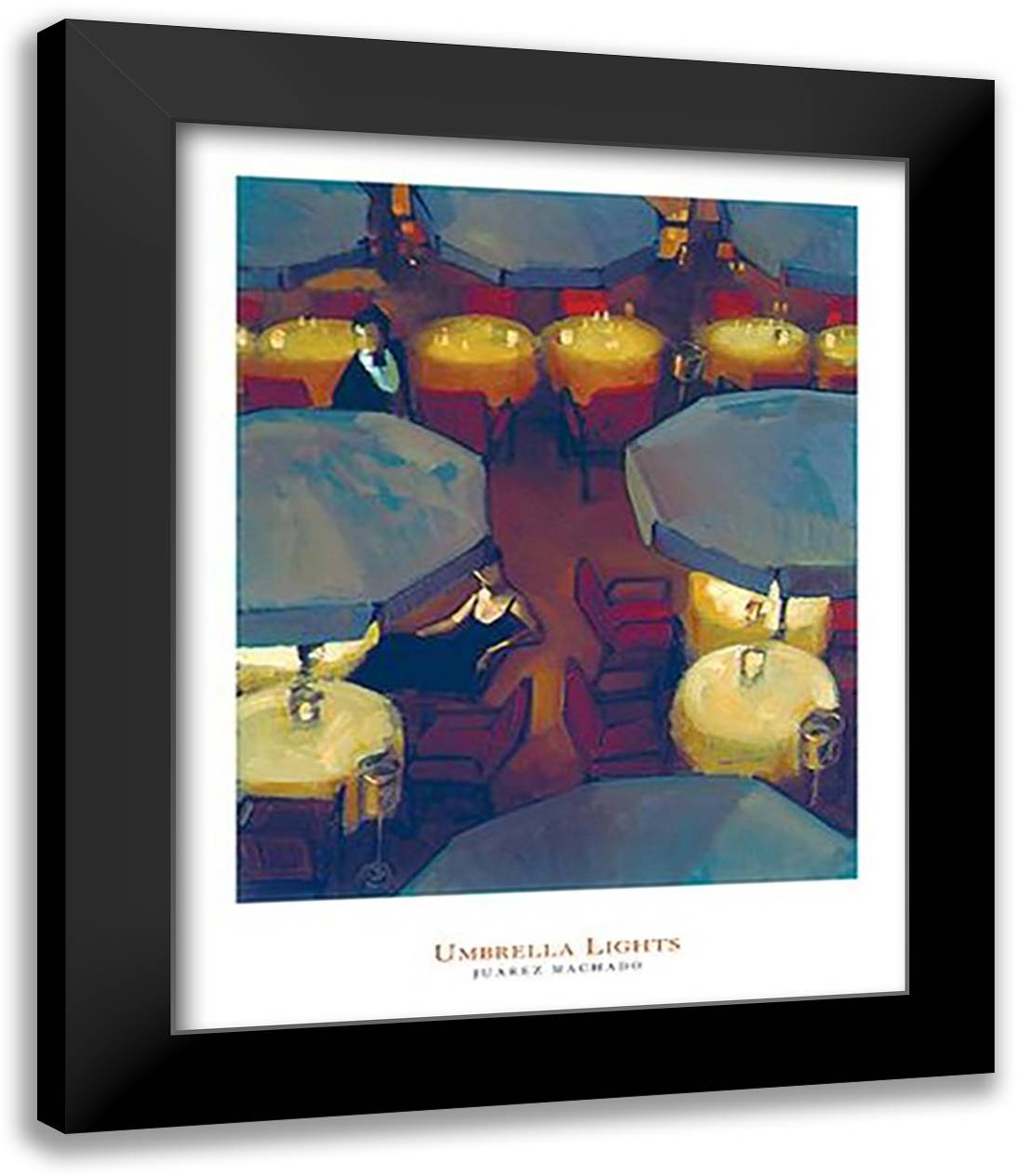 Umbrella Lights 28x36 Black Modern Wood Framed Art Print Poster by Machado, Juarez