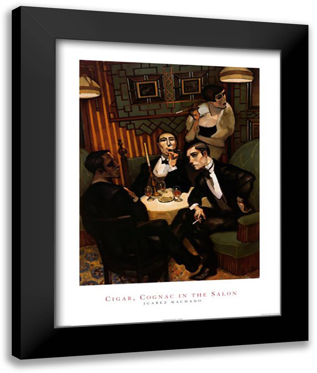 Cigar, Cognac in the Salon 28x36 Black Modern Wood Framed Art Print Poster by Machado, Juarez