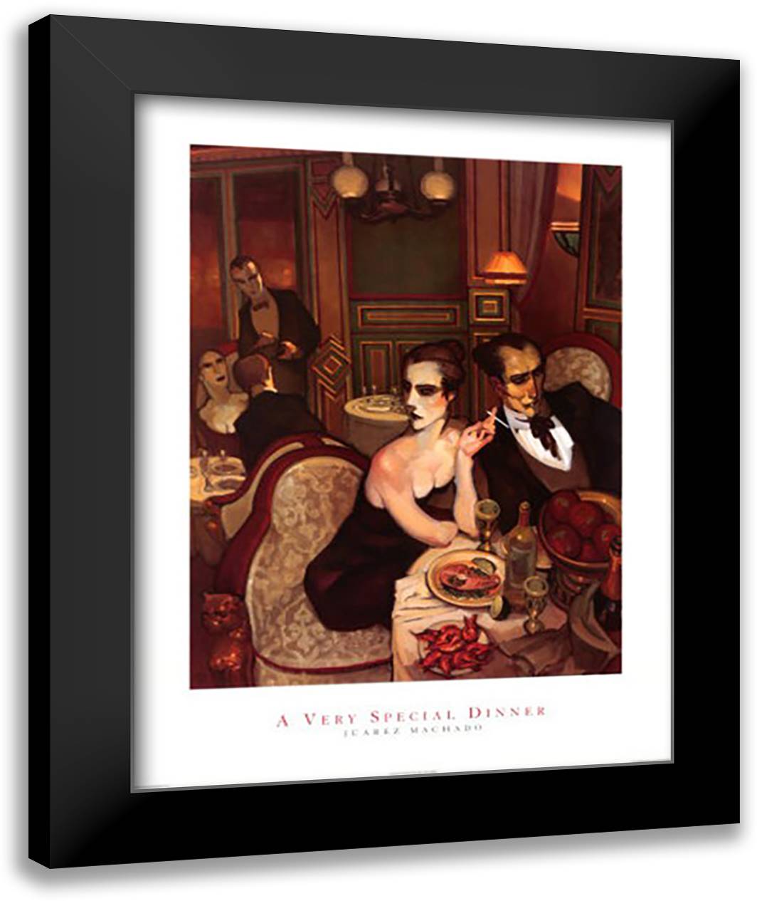 A Very Special Dinner 28x36 Black Modern Wood Framed Art Print Poster by Machado, Juarez