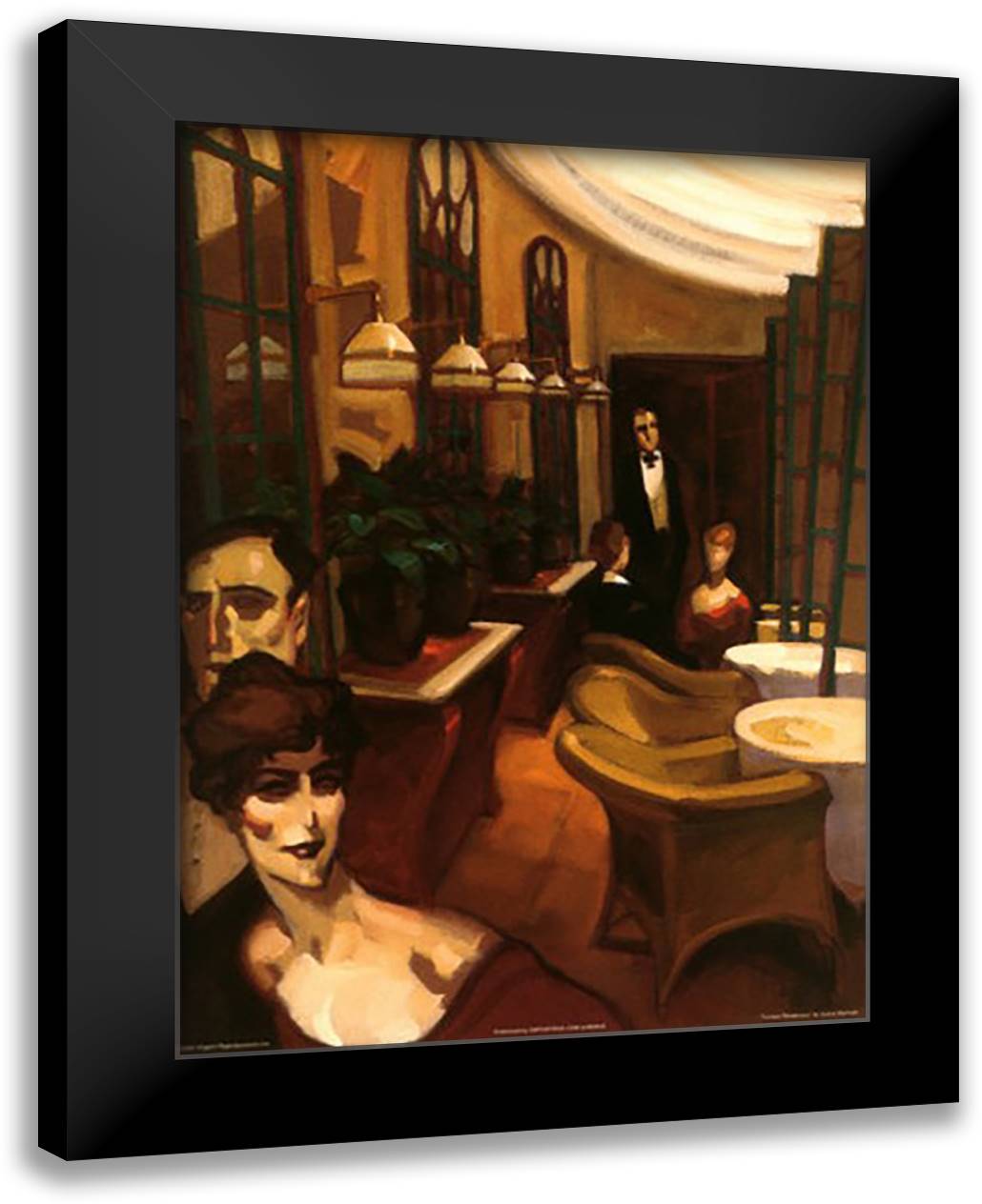 Terrace Rendevous 9x11 Black Modern Wood Framed Art Print Poster by Machado, Juarez