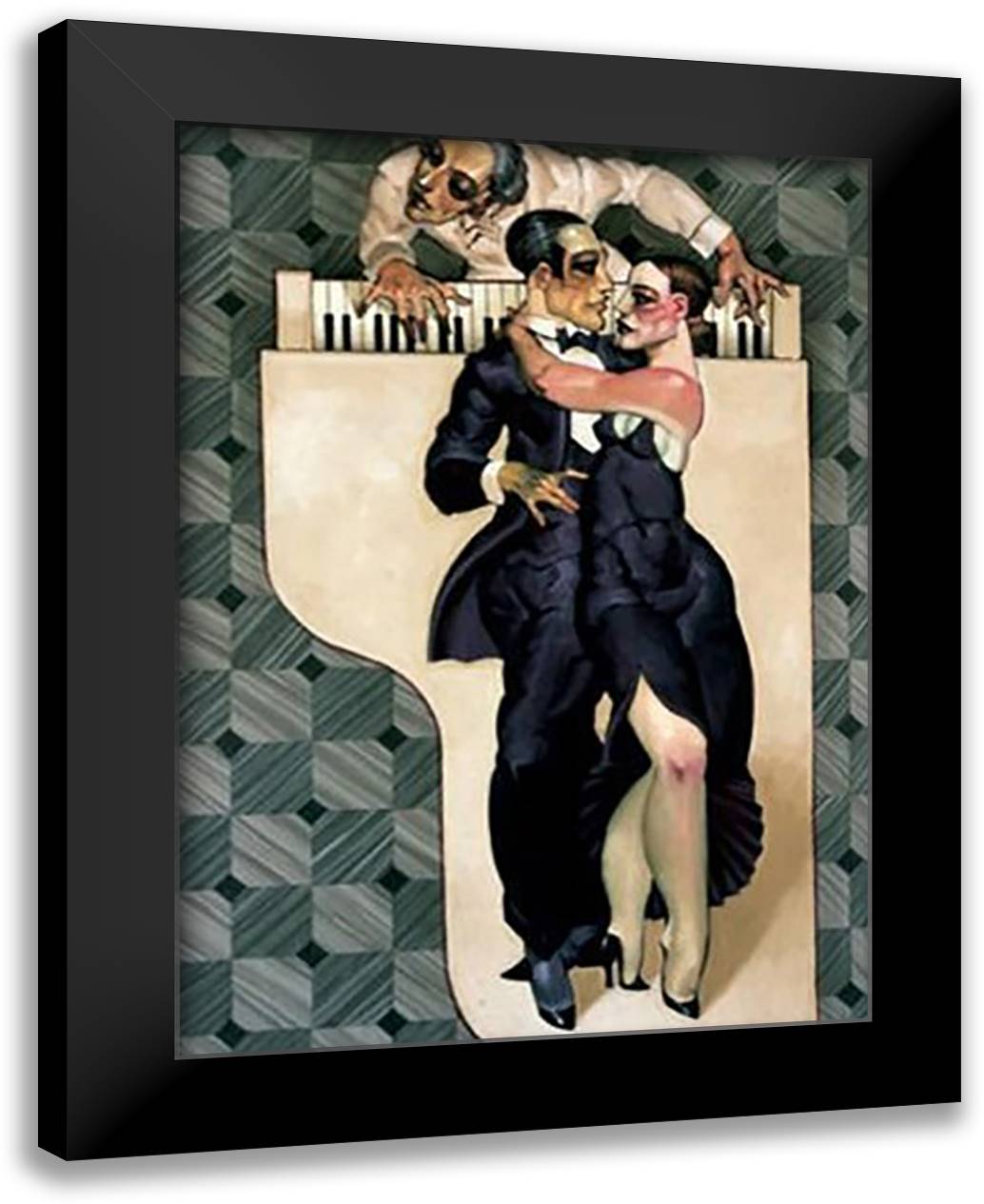 Dance on White Piano 9x11 Black Modern Wood Framed Art Print Poster by Machado, Juarez