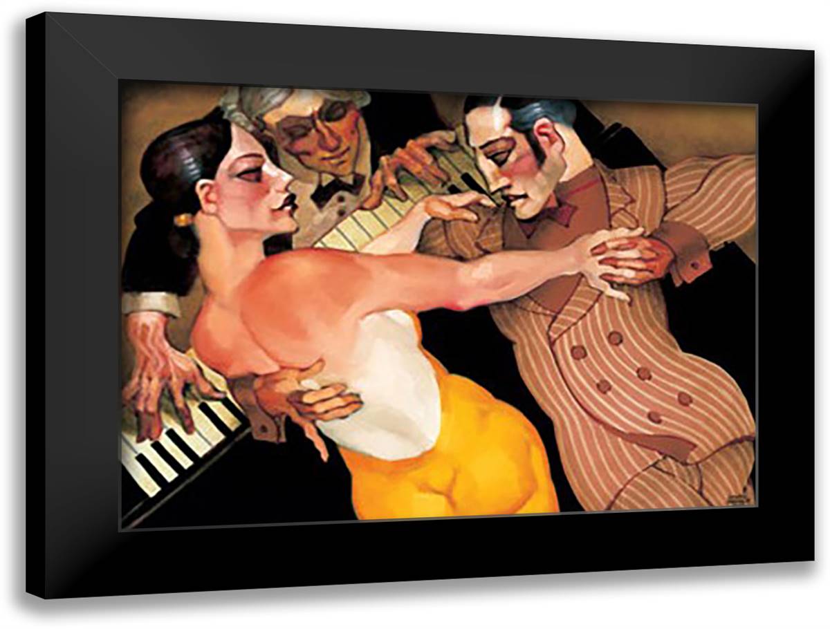 Femme au Robe Orange 11x9 Black Modern Wood Framed Art Print Poster by Machado, Juarez