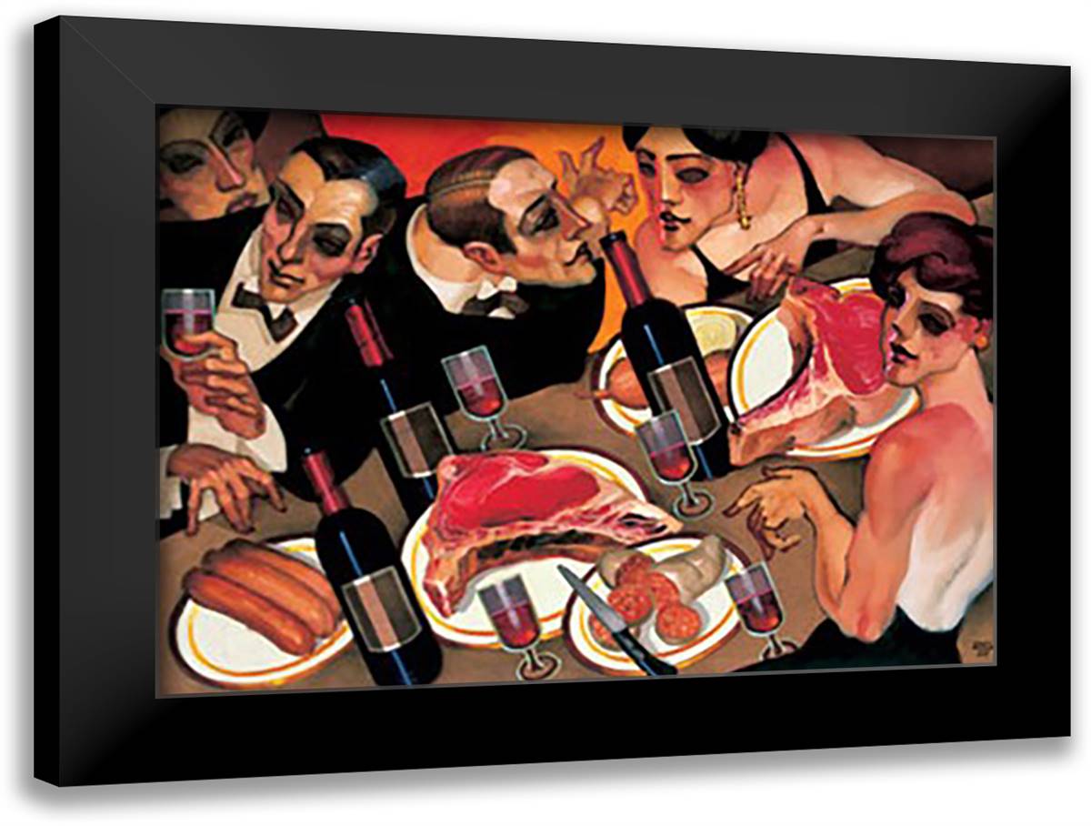 Barbecue a Paris 11x9 Black Modern Wood Framed Art Print Poster by Machado, Juarez