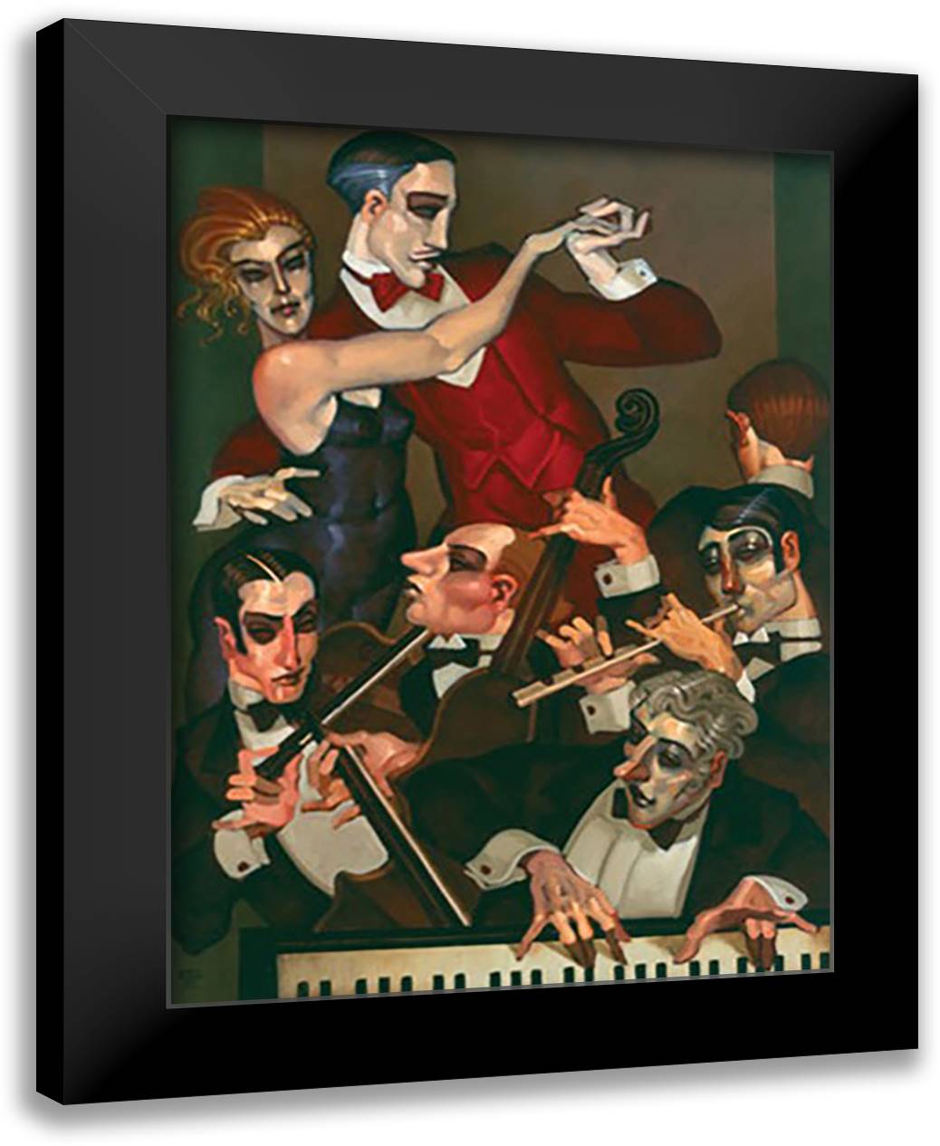 Tango Red Tie 15x18 Black Modern Wood Framed Art Print Poster by Machado, Juarez