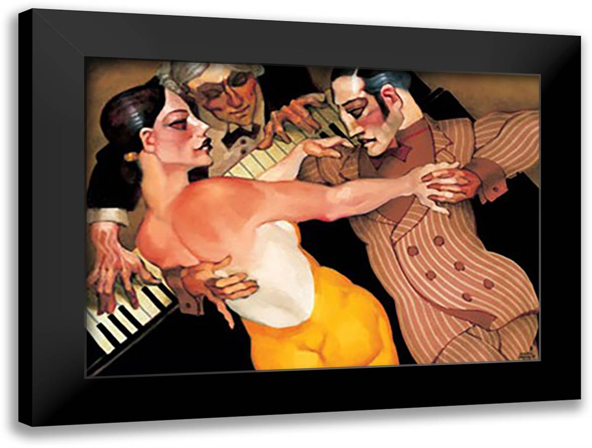 Femme au Robe Orange 18x15 Black Modern Wood Framed Art Print Poster by Machado, Juarez
